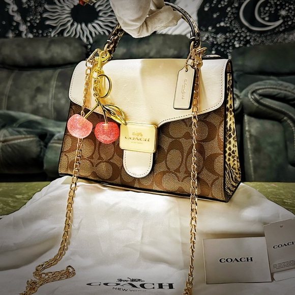 Coach Tan and Cream Women's Satchel - Picture 8 of 17